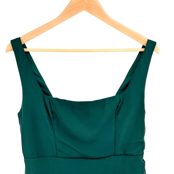 Lulus NWT Glamorous Disposition Emerald Green Ruched Maxi Dress Sz XL Front Slit - Picture 7 of 15